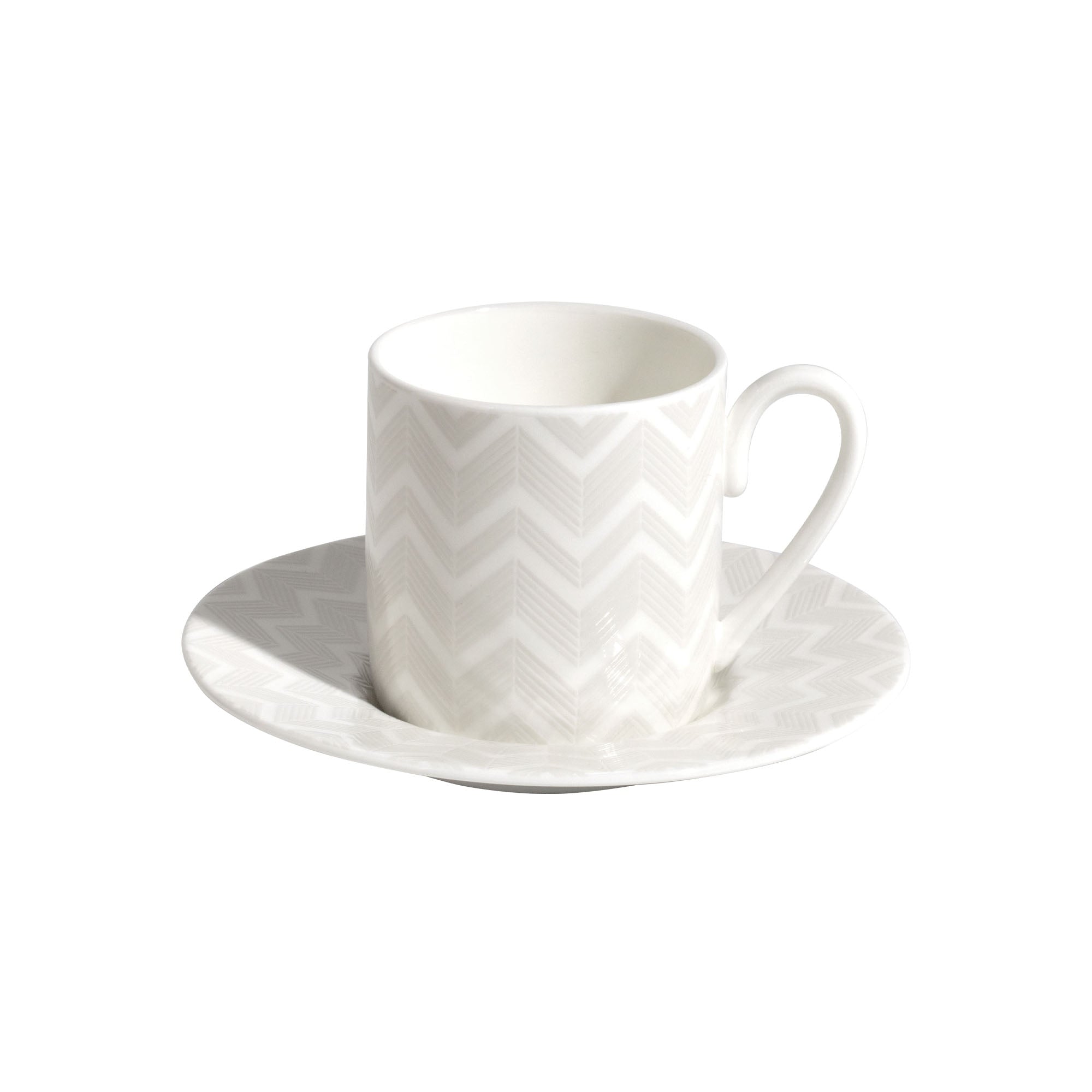 MISSONI - COFFEE CUPS WITH SAUCER ZIG ZAG WHITE - SET OF 6